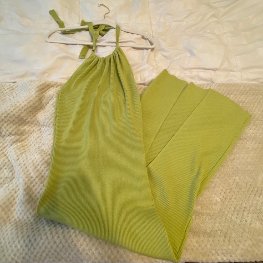 Halter tied Lime green maxi dress